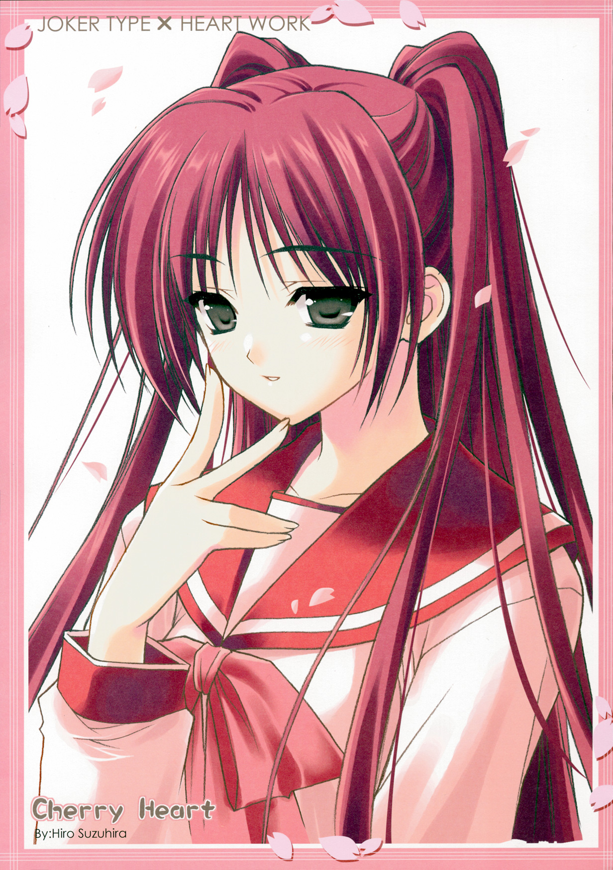 suzuhira hiro, kousaka tamaki, to heart (series), to heart 2, highres, 00s, 1girl, female focus, red hair, school uniform, serafuku, solo