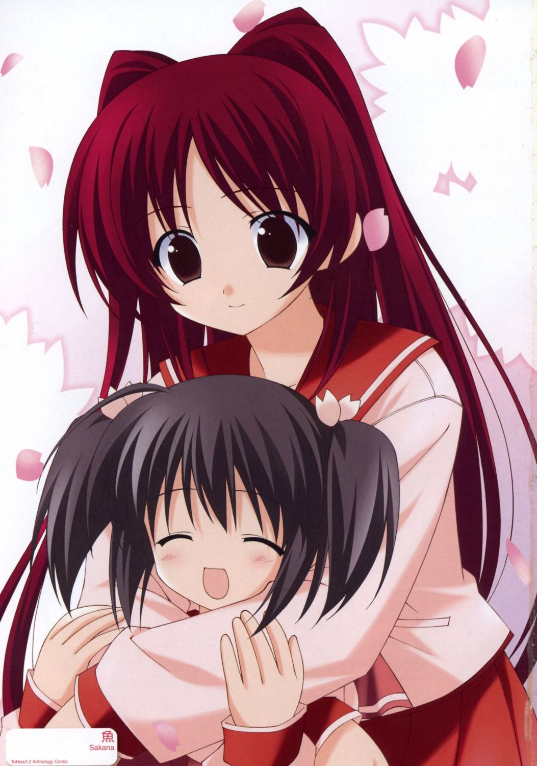 kousaka tamaki, yuzuhara konomi, to heart (series), to heart 2, highres, tagme, 00s, school uniform, serafuku