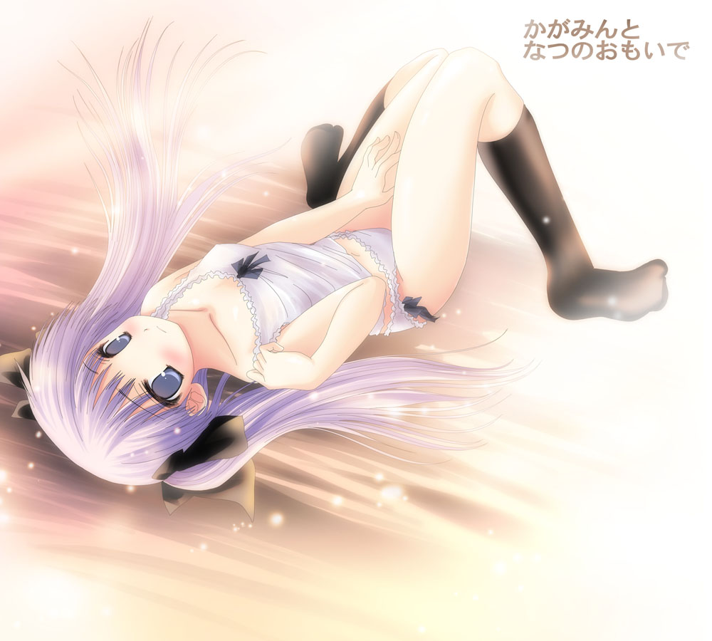 namamo nanase, hiiragi kagami, lucky star, 00s, 1girl, camisole, female focus, kneehighs, lingerie, panties, socks, solo, underwear