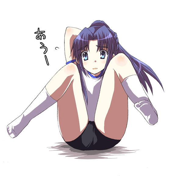 asakura ryoko, suzumiya haruhi no yuuutsu, tagme, 00s, 1girl, female focus, gym uniform, simple background, solo
