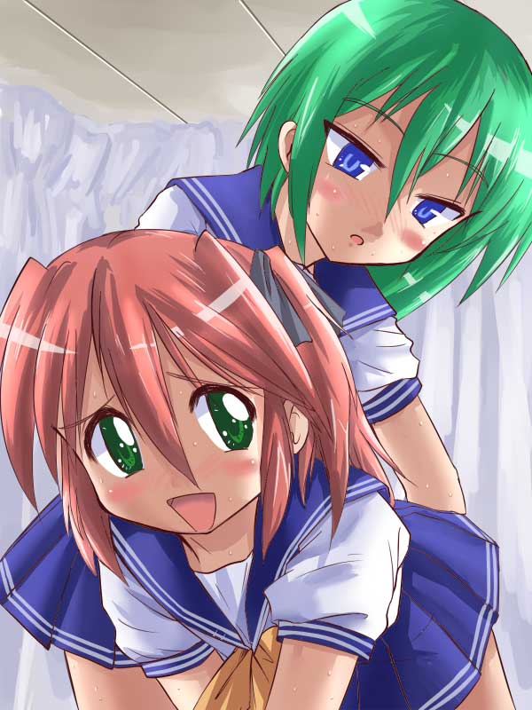 iwasaki minami, kobayakawa yutaka, lucky star, tagme, 00s, school uniform, serafuku