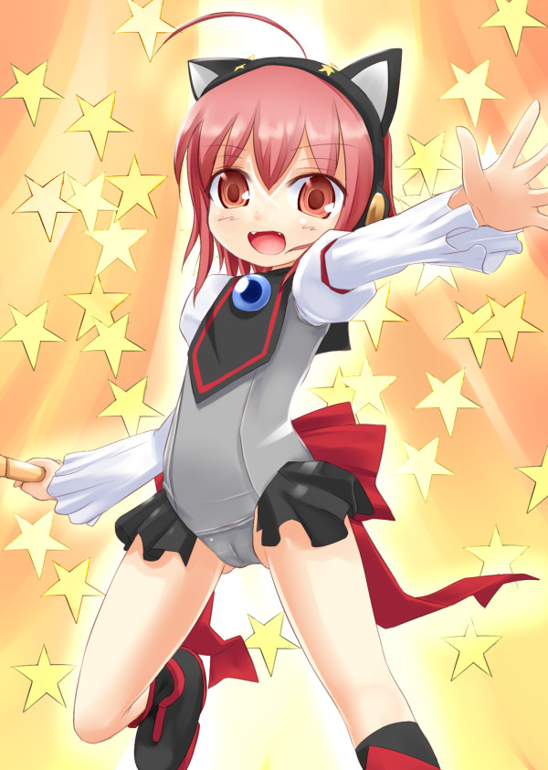 kuro (be ok), kuroi sumi, tempera sumi, moetan, 00s, 1girl, animal ears, cat ears, fangs, female focus, solo