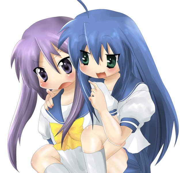 masayu, hiiragi kagami, izumi konata, lucky star, tagme, 00s, school uniform, serafuku