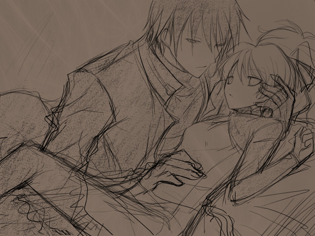 vanilla (artist), hei (darker than black), yin (darker than black), darker than black, tagme, 00s, monochrome, sketch