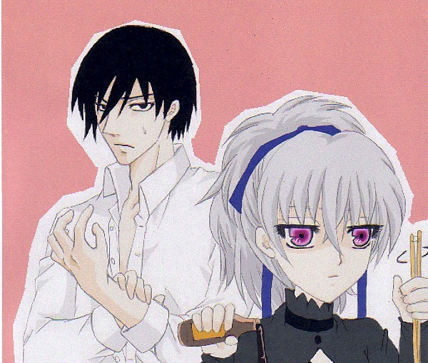 hei, yin, darker than black, artist request, tagme, 1boy, 1girl, black hair, looking at viewer, short hair