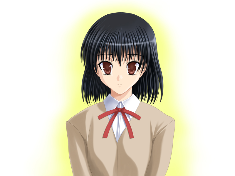 tsukamoto yakumo, school rumble, tagme, 00s, 1girl, black hair, brown eyes, female focus, gradient background, school uniform, serafuku, solo