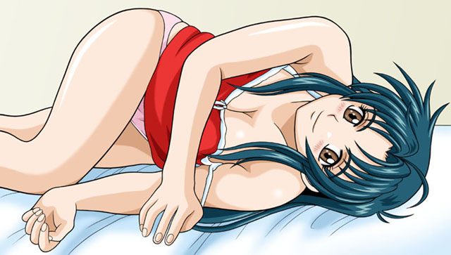 taishita, chidori kaname, full metal panic!, tagme, 00s, 1girl, breasts, female focus, lying, panties, solo, underwear