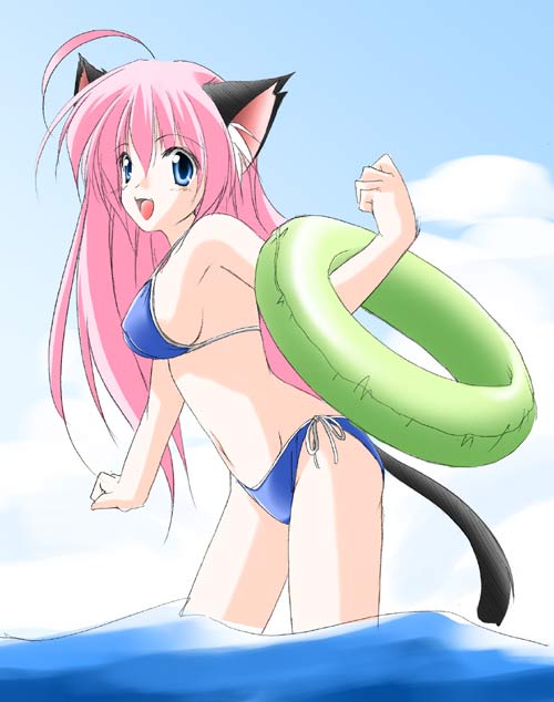 tagme, animal ears, cat ears, cat tail, swimsuit, tail