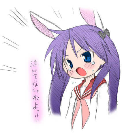 hiiragi kagami, lucky star, lowres, tagme, 00s, animal ears, rabbit ears, school uniform, serafuku