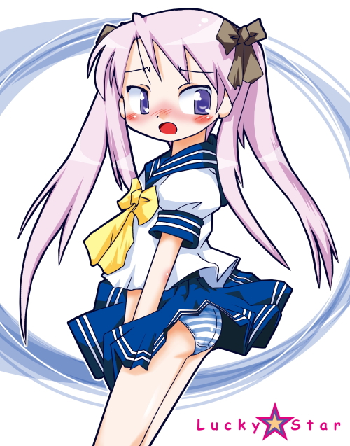 hiiragi kagami, lucky star, tagme, 00s, panties, school uniform, serafuku, underwear