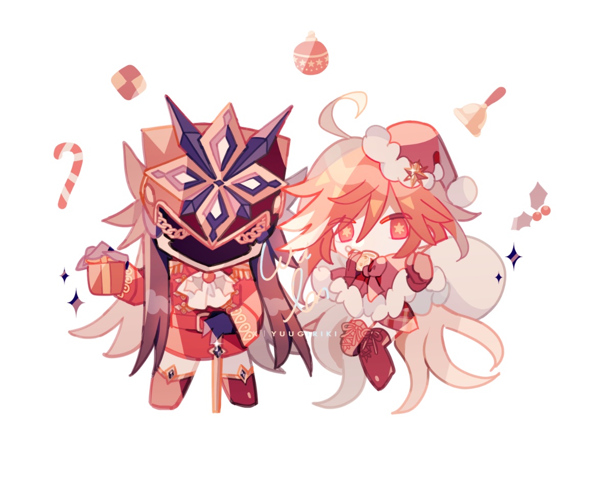 capitano (genshin impact), mavuika (genshin impact), genshin impact, mihoyo, 1boy, 1girl, ahoge, black gloves, black hair, gloves, jacket, long hair, long sleeves, orange eyes, orange hair, orange pupils, red hair, symbol in eye, yuugiriki