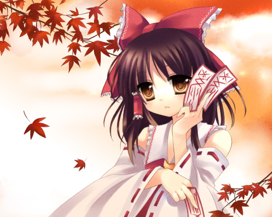 hakurei reimu, touhou, tagme, 1girl, female focus, gradient background, japanese clothes, miko, nature, plant, solo, white background