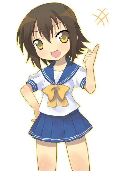 otoutogimi, kusakabe misao, lucky star, 00s, fang, school uniform, serafuku, solo