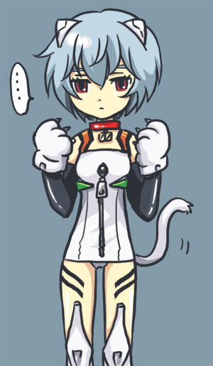 ayanami rei, neon genesis evangelion, animal ears, cat ears, cat tail, tail