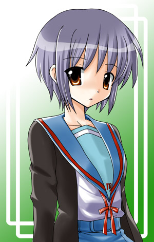 nagato yuki, suzumiya haruhi no yuuutsu, lowres, tagme, 00s, school uniform, serafuku