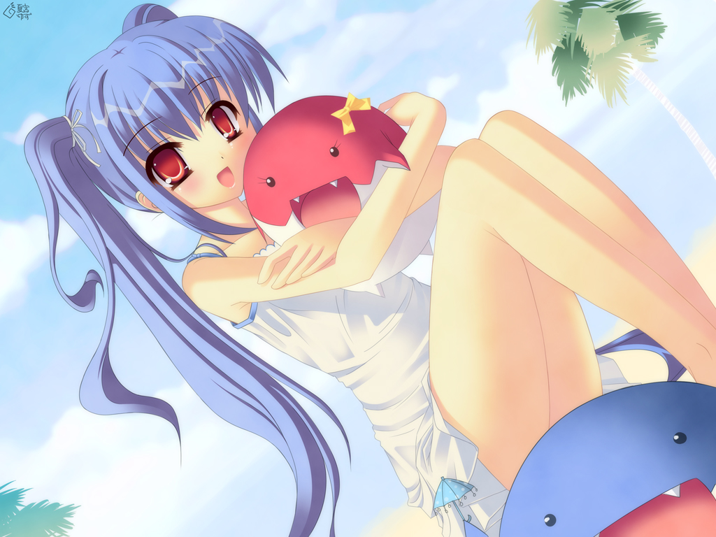 natsumiya yuzu, tagme, blue hair, dutch angle