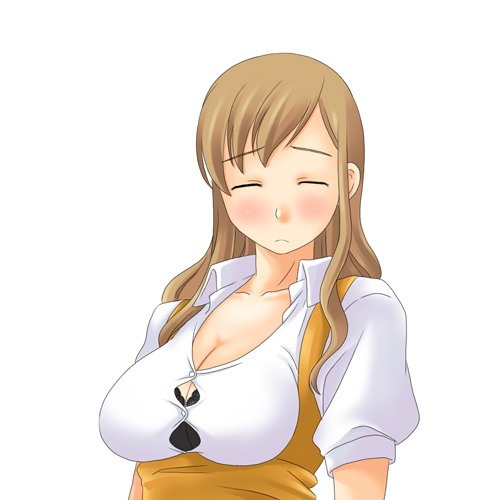 toshifumi, toudou shimako, anna miller, maria-sama ga miteru, lowres, 00s, 1girl, breasts, female focus, simple background, solo, upper body, waitress, white background