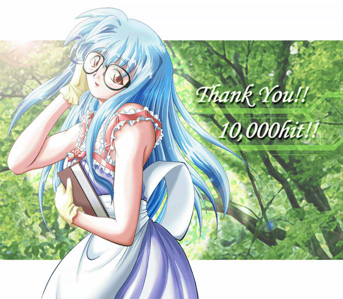 hirorin, cyberdoll kei, hand maid may, tagme, 00s, 1girl, blue hair, book, glasses, gloves, long hair