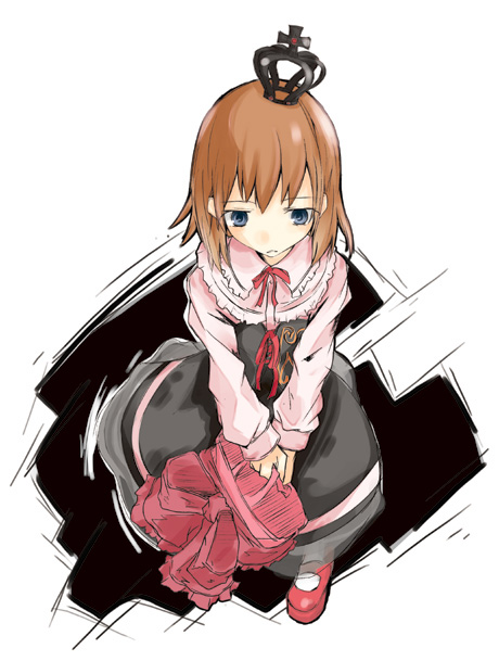 konatsu karasu, ushiromiya maria, umineko no naku koro ni, 00s, 1girl, brown hair, child, crown, female focus, frown, solo