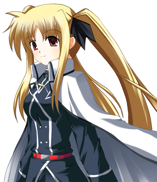odaya, odayan, fate testarossa, fate testarossa (impulse form), lyrical nanoha, mahou shoujo lyrical nanoha, mahou shoujo lyrical nanoha strikers, 00s, 1girl, belt, blonde hair, cape, coat, female focus, magical girl, red eyes, solo, twintails