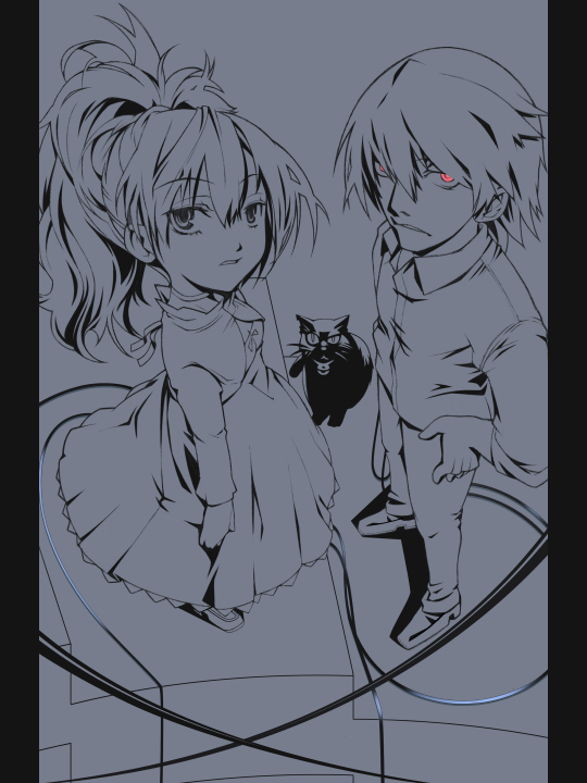 hei (darker than black), mao (darker than black), yin (darker than black), darker than black, 00s, black cat, cat, sketch