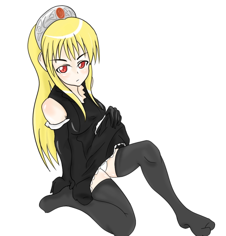 momio, hime (kaibutsu oujo), kaibutsu oujo, 00s, blonde hair, gloves, panties, thighhighs, tiara, underwear, zettai ryouiki