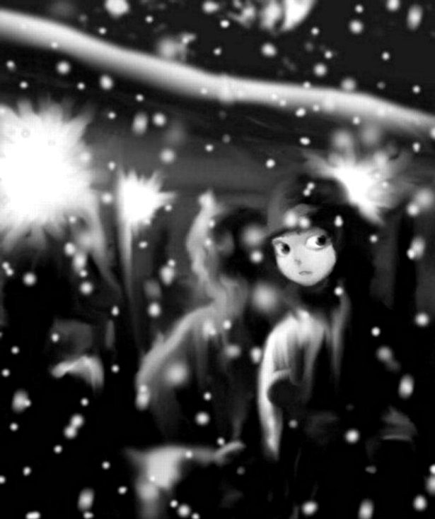 futon (kitsune tsuki), kitsune tsuki, maribel hearn, usami renko, ghostly field club, touhou, 2girls, female focus, greyscale, monochrome, multiple girls, snow, snowing, utubuse