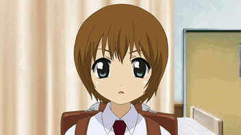 yasuoka shion, shion no ou, animated, animated gif, anime screenshot, lowres, > <, 00s, blush, closed eyes, embarrassed, solo, squinting