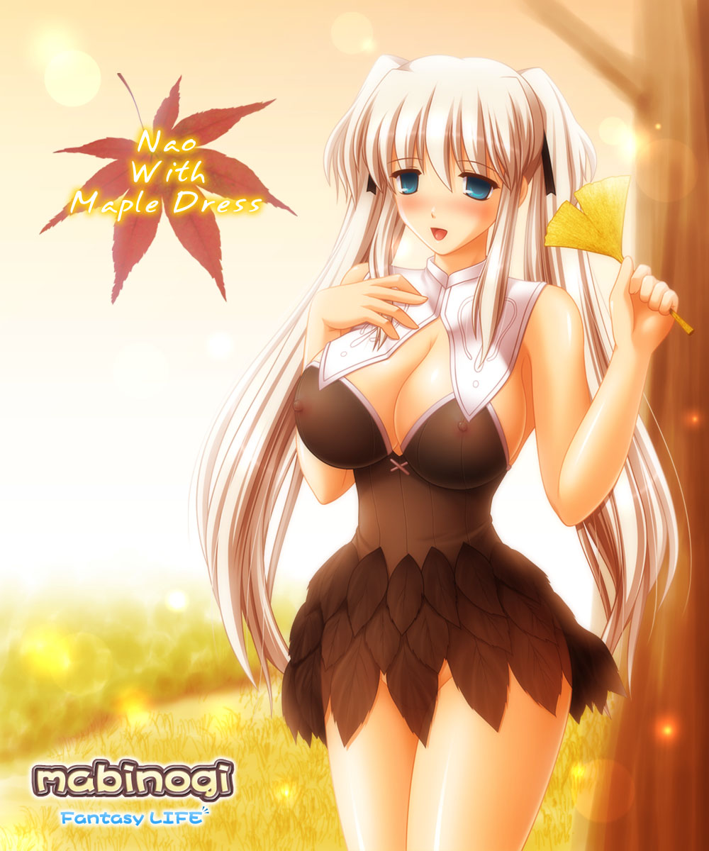 kafu (logaemon), nao (mabinogi), mabinogi, highres, 1girl, breasts, cleavage, covered erect nipples, curvy, female focus, huge breasts, long hair, see-through clothes, solo