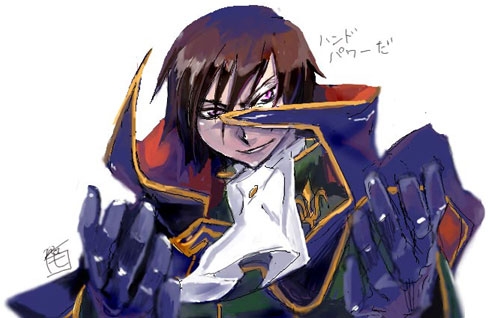 lelouch vi britannia, code geass, lowres, 00s, 1boy, cape, male focus, solo, upper body, white background