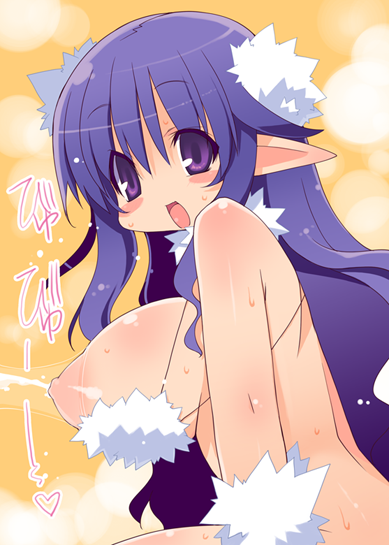 zankuro, ishtar-san, original, 1girl, breasts, female focus, huge breasts, lactation, large breasts, milk, nipples, pointy ears, projectile lactation, puffy nipples, solo