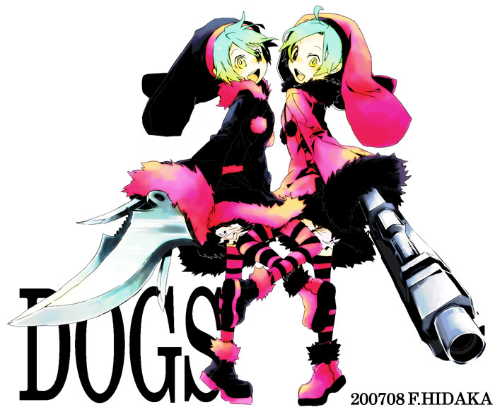 luki, noki, dogs: bullets & carnage, striped, gun, knife, weapon