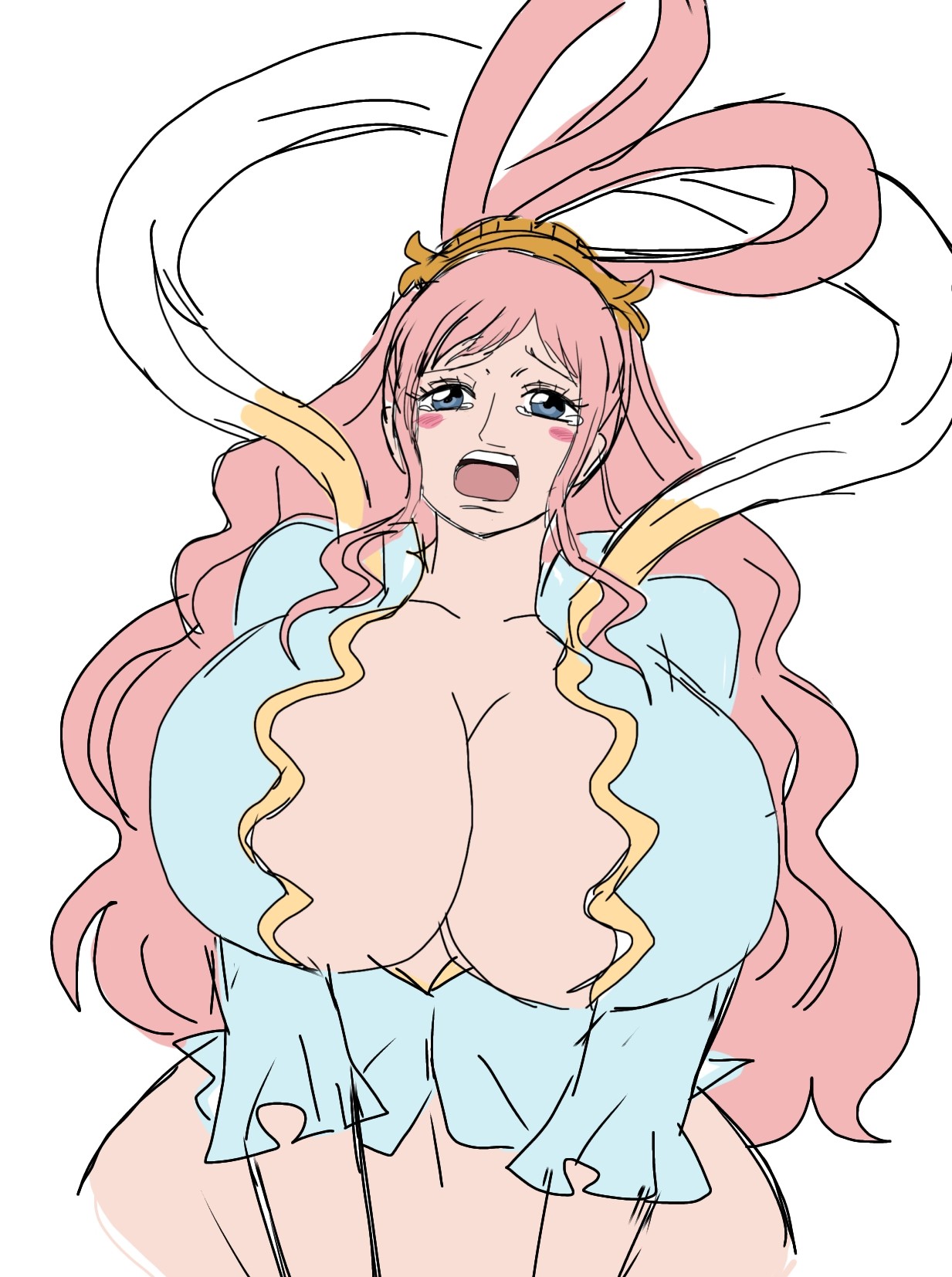 momijizx, shirahoshi, one piece, 1girl, breasts, cleavage, huge breasts