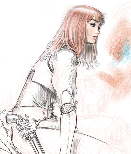 sano toshihide, marvel frozen, seisenshi dunbine, 1980s (style), bad id, bad pixiv id, gun, retro artstyle, sketch, weapon