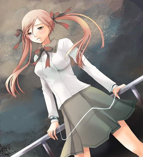 oujima tamaki, original, tagme, bow, skirt, solo, twintails