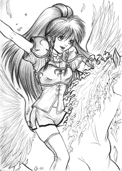autumn sacura, fire emblem, fire emblem: seima no kouseki, pegasus knight uniform (fire emblem), tana, lineart, monochrome, pegasus