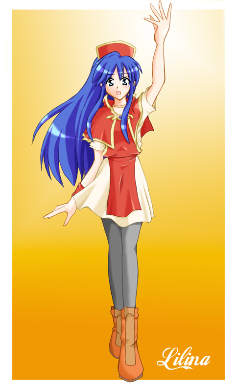 lilina (fire emblem), fire emblem, fire emblem: the binding blade, nintendo, blue eyes, blue hair, character name, pantyhose, skirt, solo