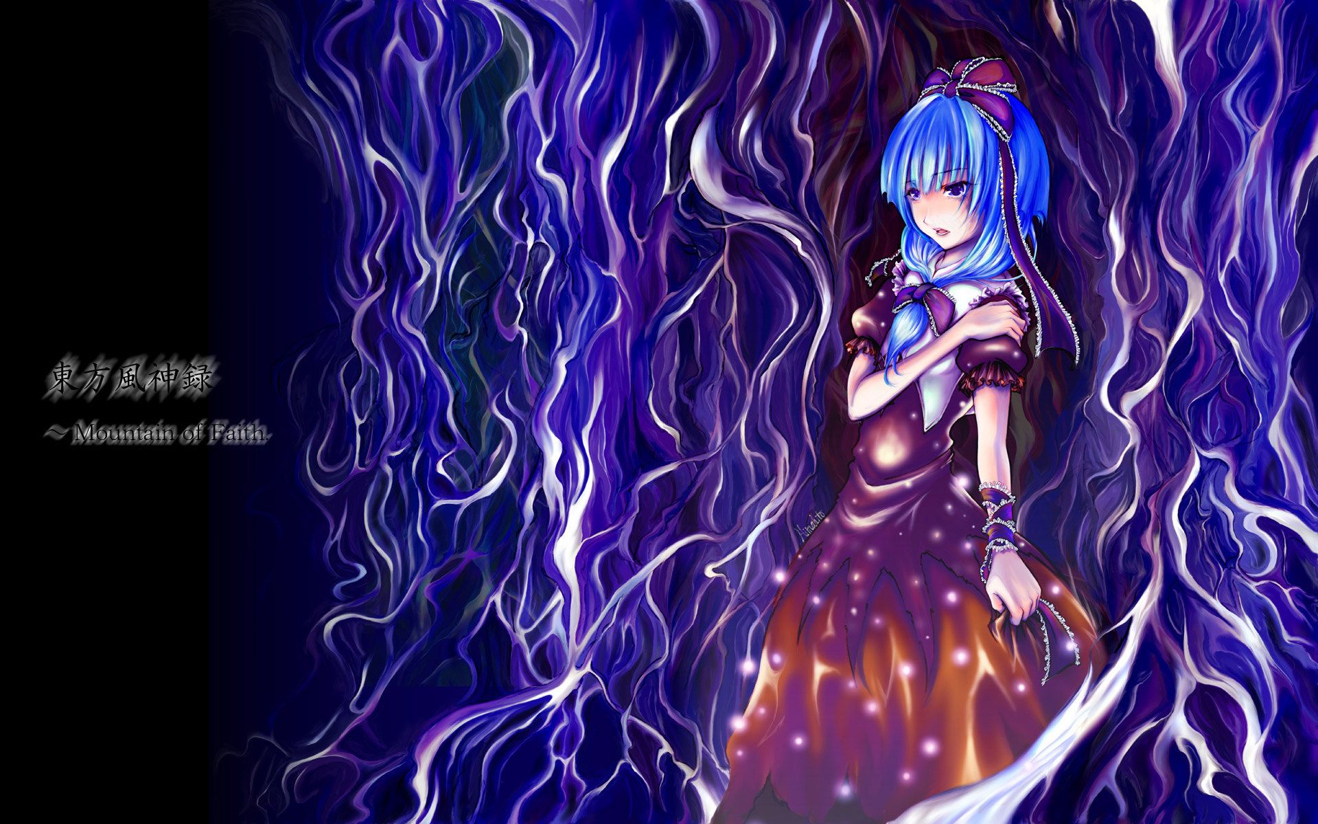 kagiyama hina, touhou, highres, 1girl, female focus, front ponytail, hair ribbon, long hair, ribbon, solo