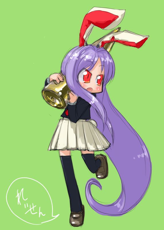 tao, tao (kadoya), reisen udongein inaba, touhou, 1girl, animal ears, bullet, female focus, rabbit ears, solo, thighhighs
