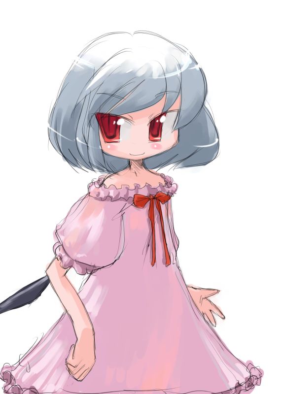 tao, tao (kadoya), remilia scarlet, touhou, 1girl, female focus, no headwear, sketch, smile, solo