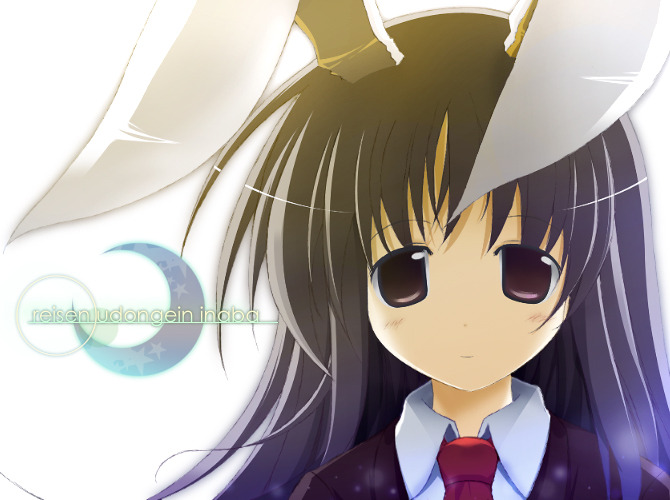 mitamano, reisen udongein inaba, touhou, 1girl, animal ears, female focus, rabbit ears, solo, white background