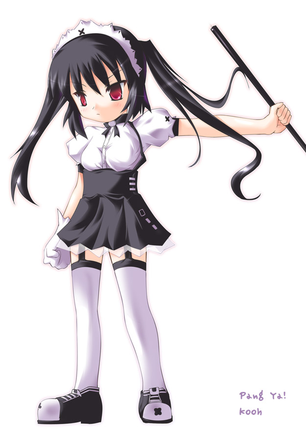 safi, kooh (pangya), pangya, tagme, black hair, golf club, maid, red eyes