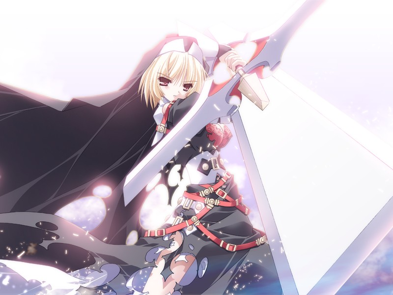 oono tetsuya, sister hell, prism ark, game cg, 00s, 1girl, female focus, solo, sword, weapon