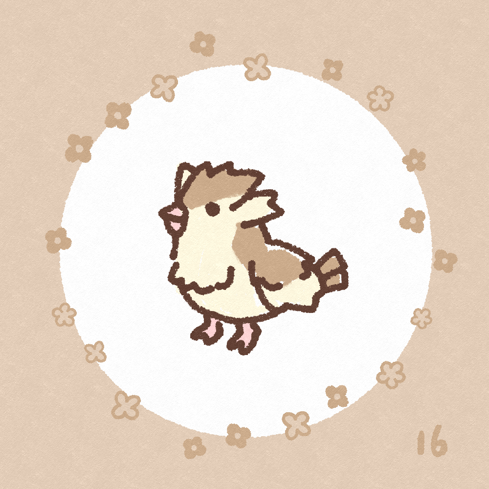 ototo (otokameseimen), pidgey, nintendo, pokemon, bird, brown background, brown theme, chibi, gen 1 pokemon, no humans, pokemon (creature), solo