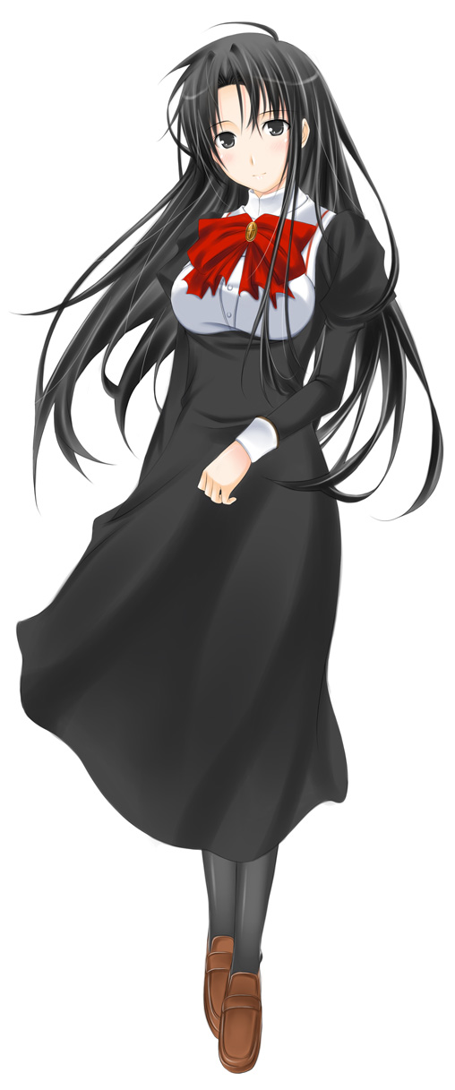 ribucci, juujou shion, otome wa boku ni koishiteru, highres, 00s, black hair, bow, dress, loafers, shoes