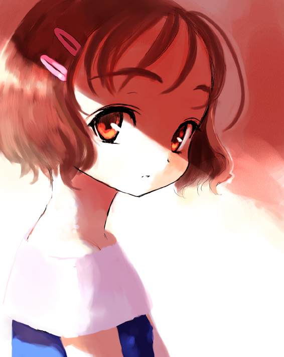 sasahara yuuki, original, 1girl, brown hair, female focus, hair ornament, hairclip, solo