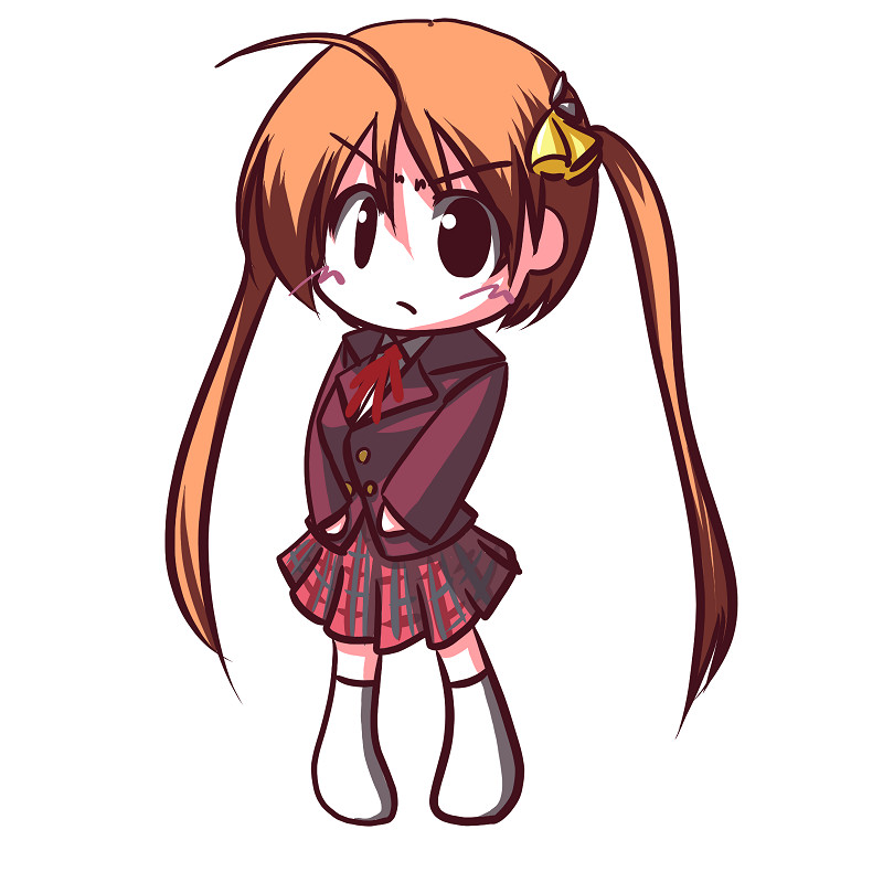 fictional sister, kagurazaka asuna, mahou sensei negima!, 00s, chibi, plaid clothes, plaid skirt, skirt, solo, twintails