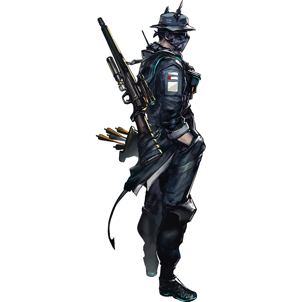 scout (arknights), arknights, official art, third-party source, 1boy, full body, male focus, rhodes island uniform, simple background, solo, standing, tachi-e, tactical clothes, transparent background