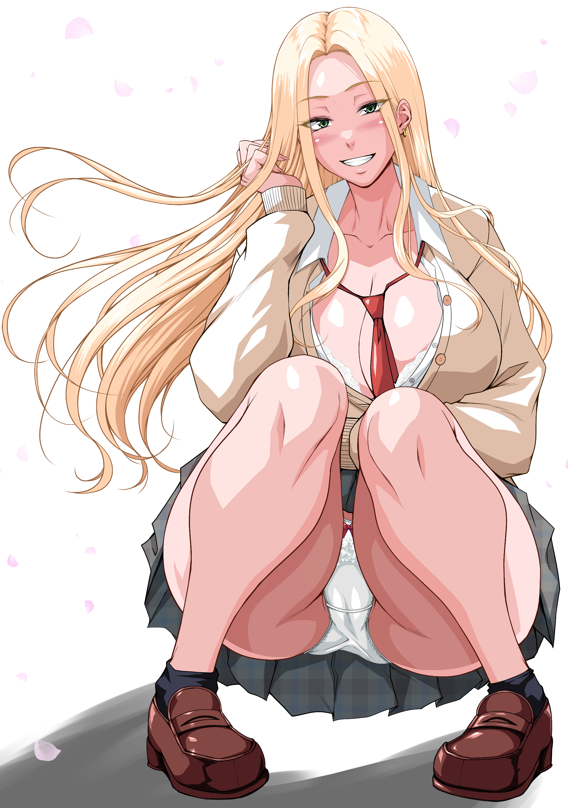 kimura naoki, original, 1girl, breasts, large breasts, long hair, panties, school uniform, solo, underwear