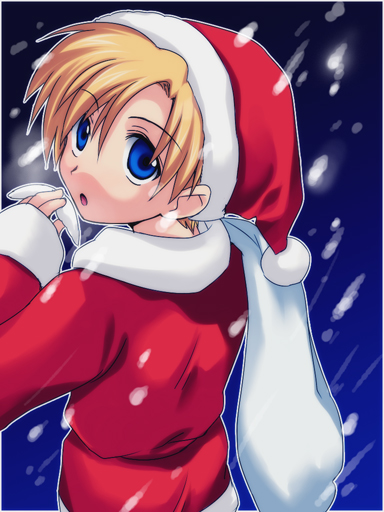 satomi yoshitaka, sunohara youhei, clannad, 00s, 1boy, bag, christmas, male focus, santa costume, snow, solo